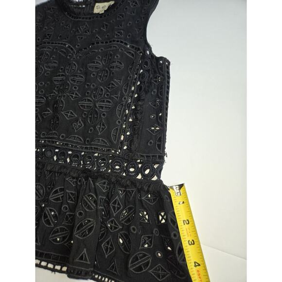 Sea New York Eyelet and Lace Sleeveless Top Black Peplum Style Women’s Size 0 - Picture 9 of 12